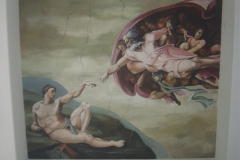Dinning room ceiling mural. Replicated, Adam and God.
