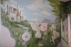 Castle with fairy's. Nursery mural, fairy theme