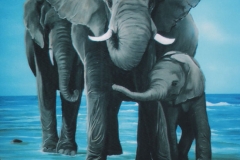 Elephant family. Nursery mural. Wildlife Theme