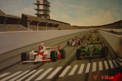 Indy 500. Boy's room mural. Race car track.