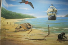 Seascape, beach mural. Pediatric Clinic Mural, Nautical theme