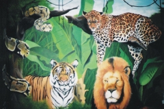 Wild cat's Safari. Child's room mural. Safari theme.