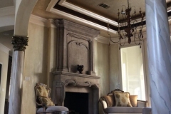 Faux finish on walls, ceiling, fireplace and faux marble columns