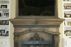 Faux stone fireplace