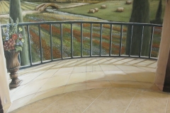 Entryway mural. Trompe l'Oeil. Tuscan balcony