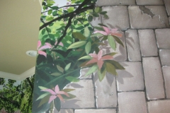 Breakfast nook, Trompe l'Oeil flowers, garden mural
