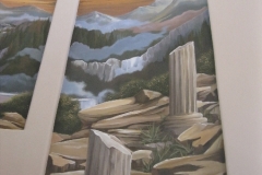 Niche mural, Mountains and waterfall
