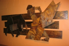Matadore, abstract wood sculpture. Don Ramon's Mexican Fine Restaurant.